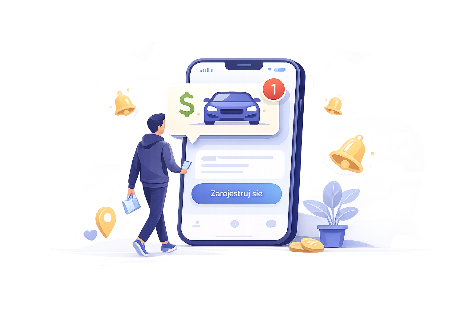 Ekran rejestracji w aplikacji AutoAlert24